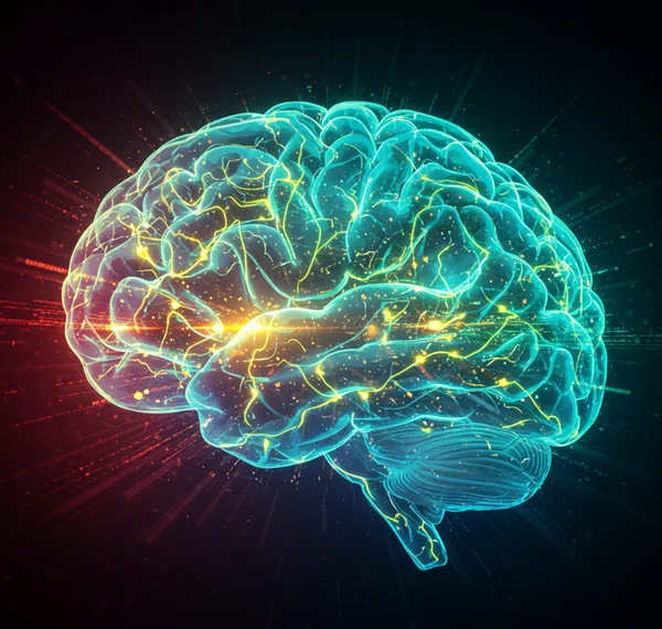Imagen conceptual de la actividad cerebral para mejorar el tiempo de reacción.