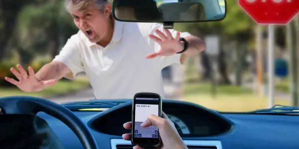 Driver reacting quickly to avoid accident