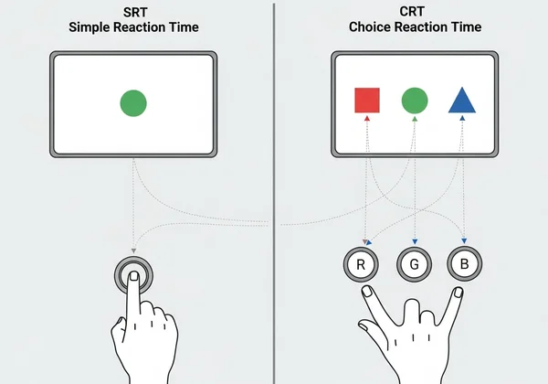 简单反应时与选择反应时测试对比概念