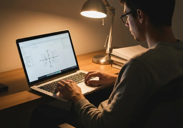 一个人在电脑屏幕上进行反应时间测试