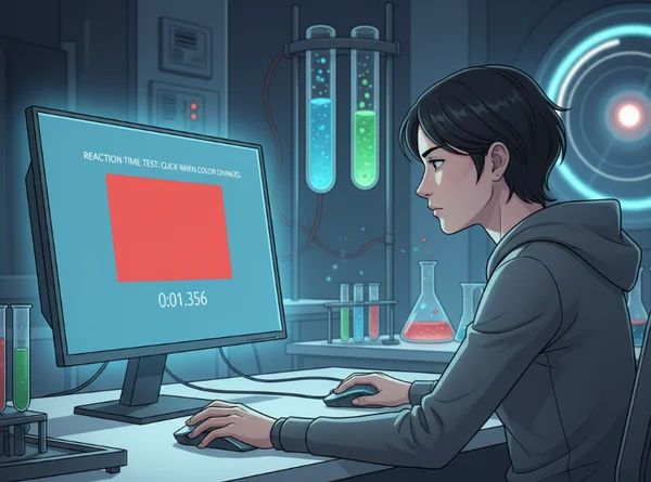 Person taking an online reaction time test