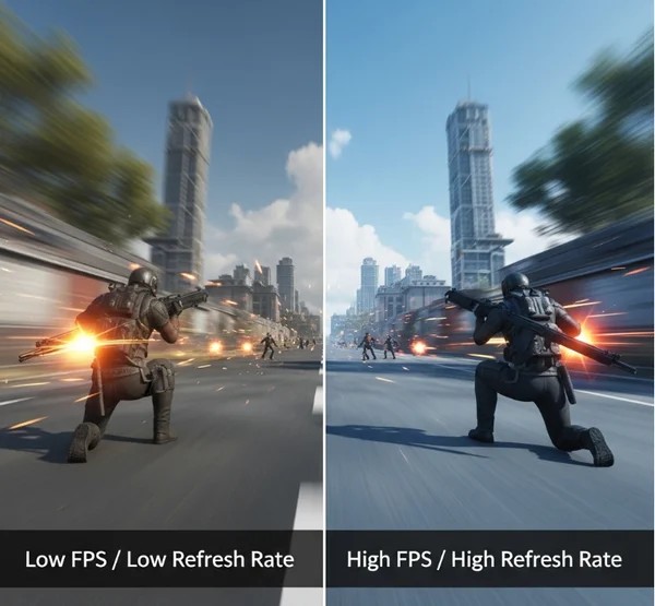 Comparison of low FPS vs high FPS gaming visuals