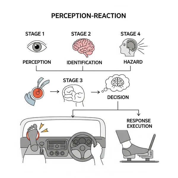 Illustration of the perception-reaction process in driving.