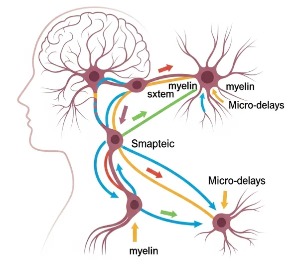 Diagram showing nerve conduction and synaptic delay in humans.