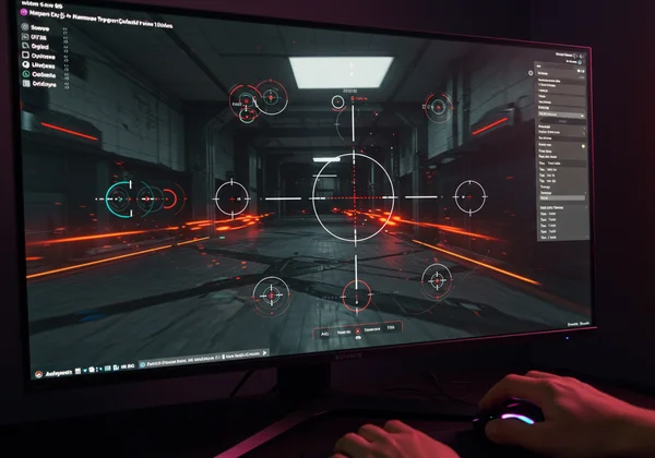 PC gamer using specialized aim training software