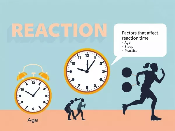 Factors like age and sleep affecting reaction time.